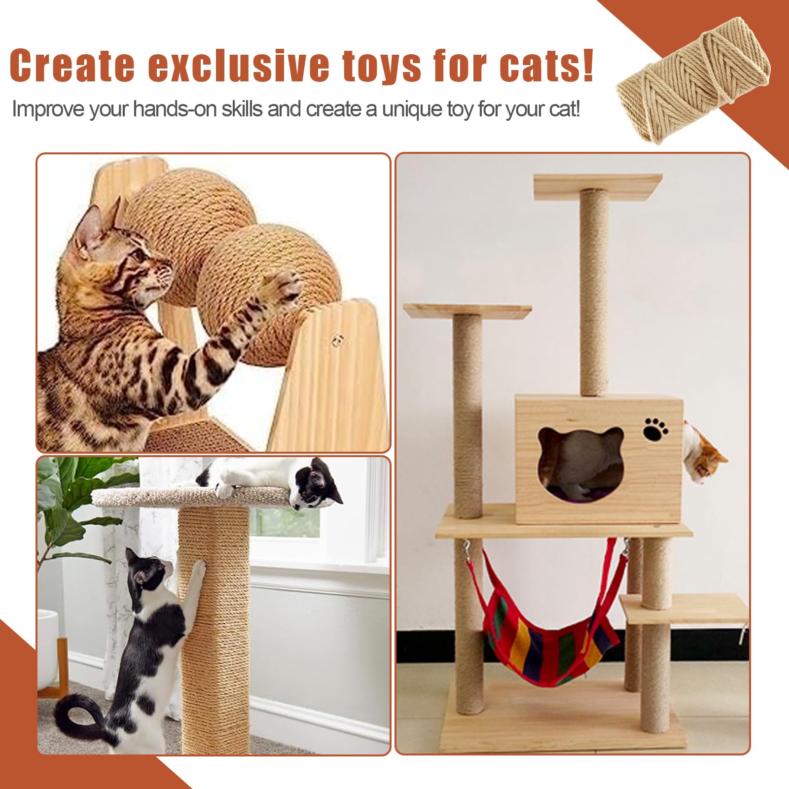 Niserelesa DIY projects with sisal rope for crafts and furniture protection.