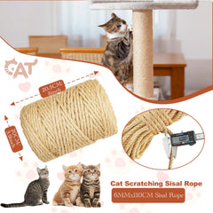 Niserelesa sisal rope applied to a cat tree repair, durable scratching surface.