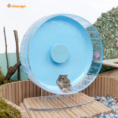 Adjustable stand supports safe mounting of the hamster wheel