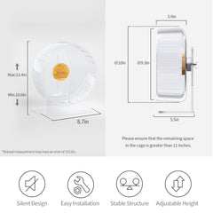 Niteangel adjustable stand shows height options for easy pet access.