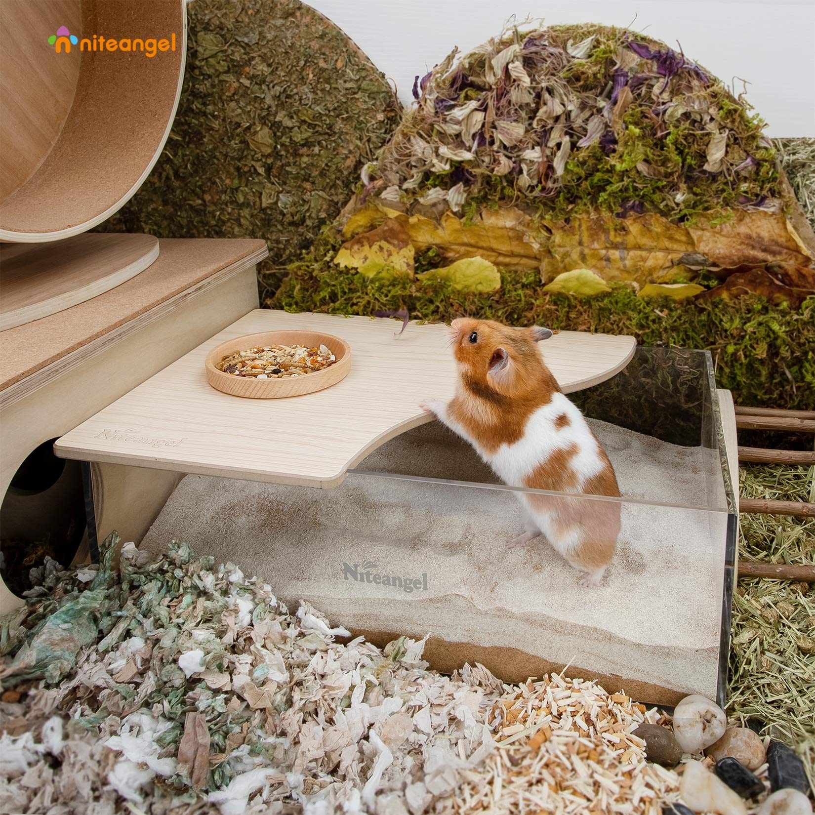 Niteangel Animal Sand-Bath Box in-cage setup demonstrating easy placement