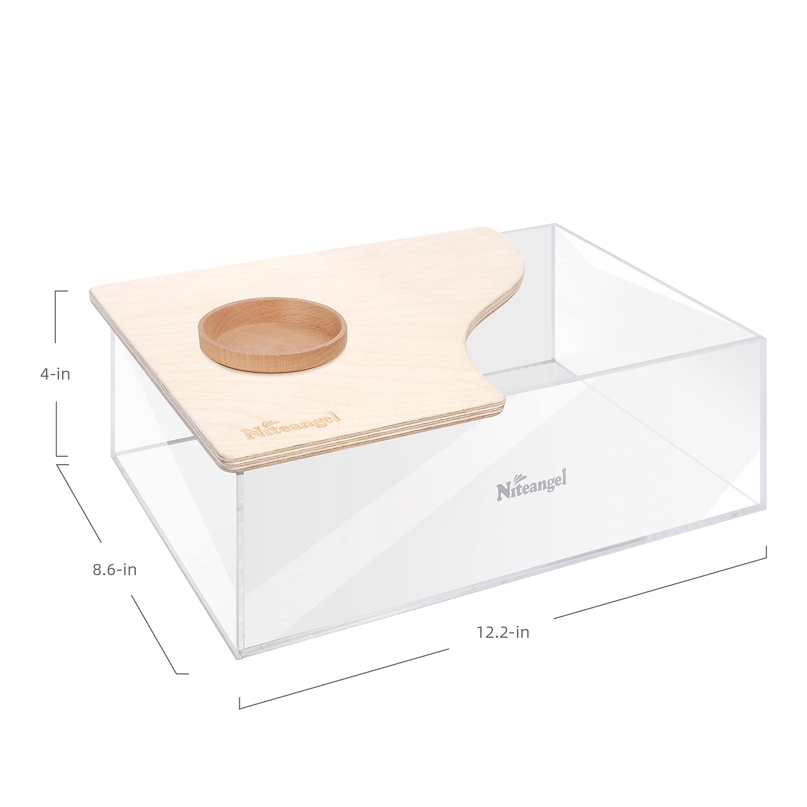 Niteangel birch-wood lid shown; helps reduce sand spills.