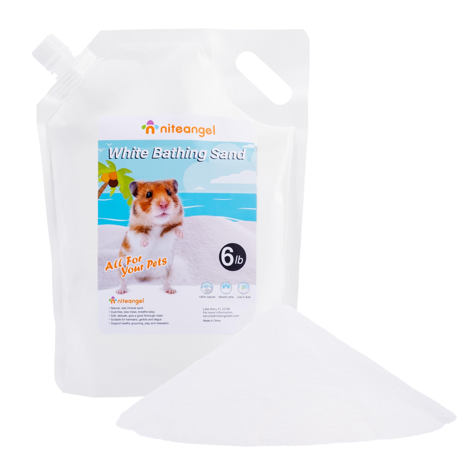 Niteangel hamster desert bath sand in a 6lb bag for dust-free bathing