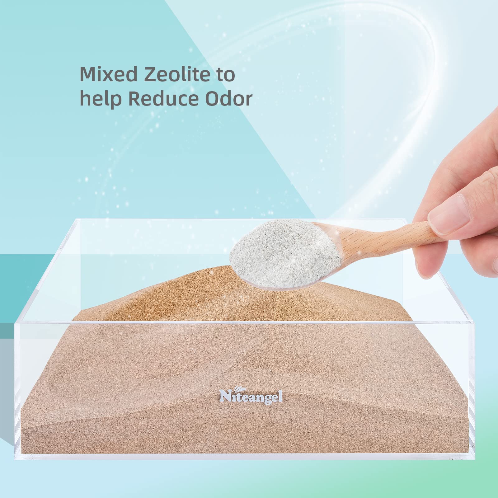 Niteangel hamster desert bath sand soft particles for gentle paw contact.
