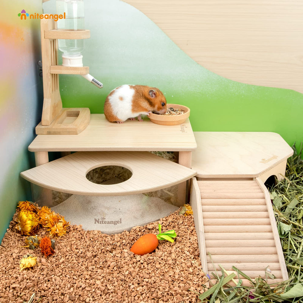 Niteangel Hamster Play wooden platform burlywood finish adds warm aesthetics