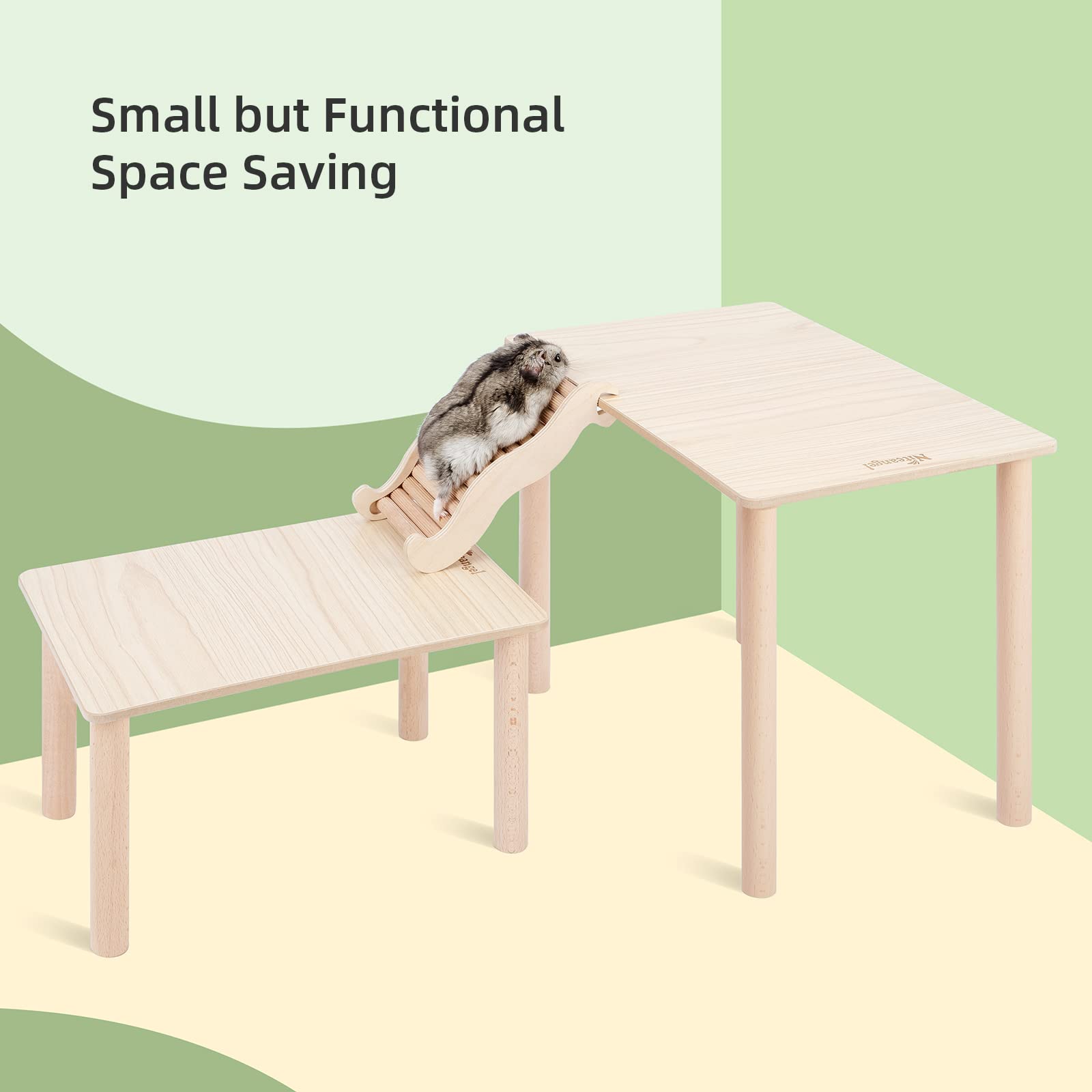 Niteangel Hamster Play wooden platform with bedding nest for burrow-like space