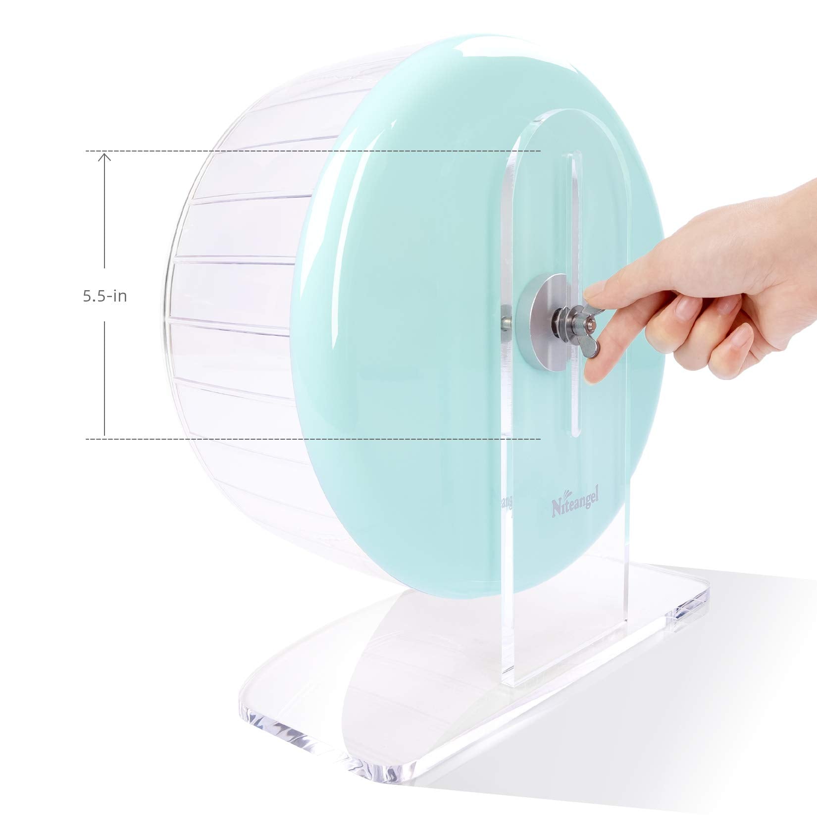 Niteangel adjustable-height wheel fits different cage heights securely.
