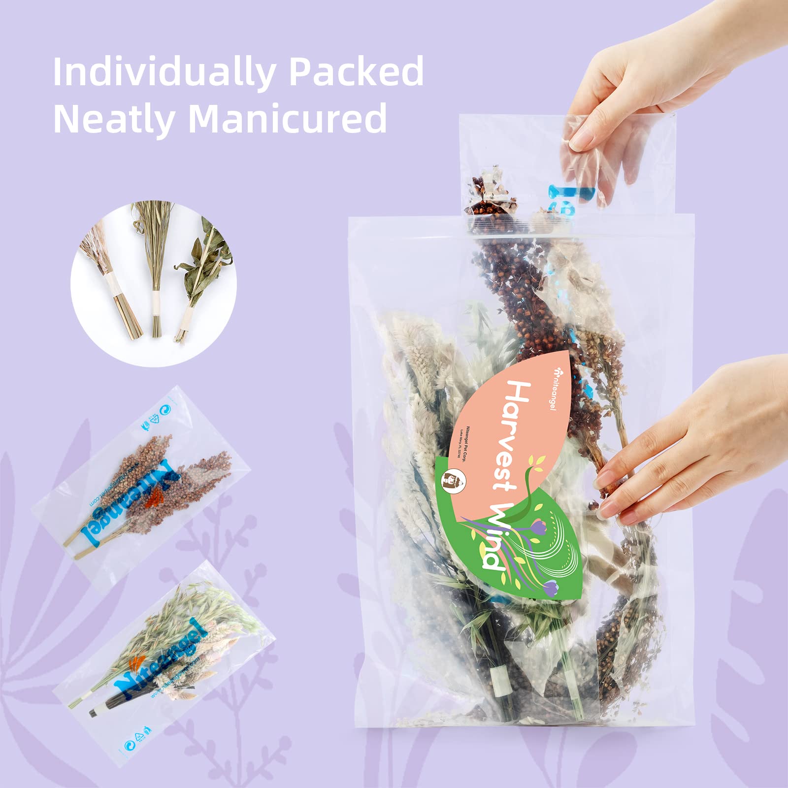 Hand-picked, air-dried flowers preserve natural color for safe decorating.
