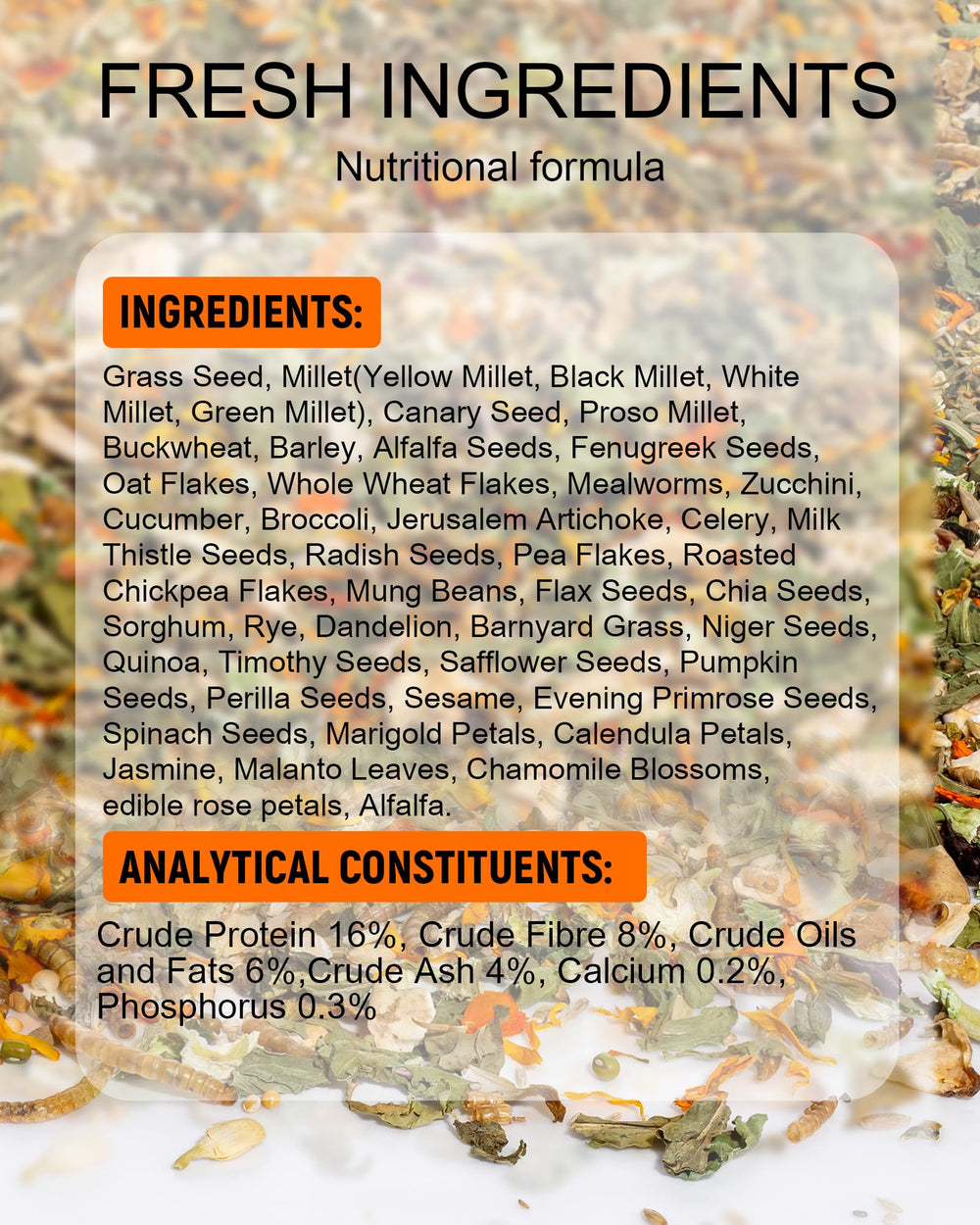 Niteangel ingredient mix closeup highlights seeds and vegetables for nutrition