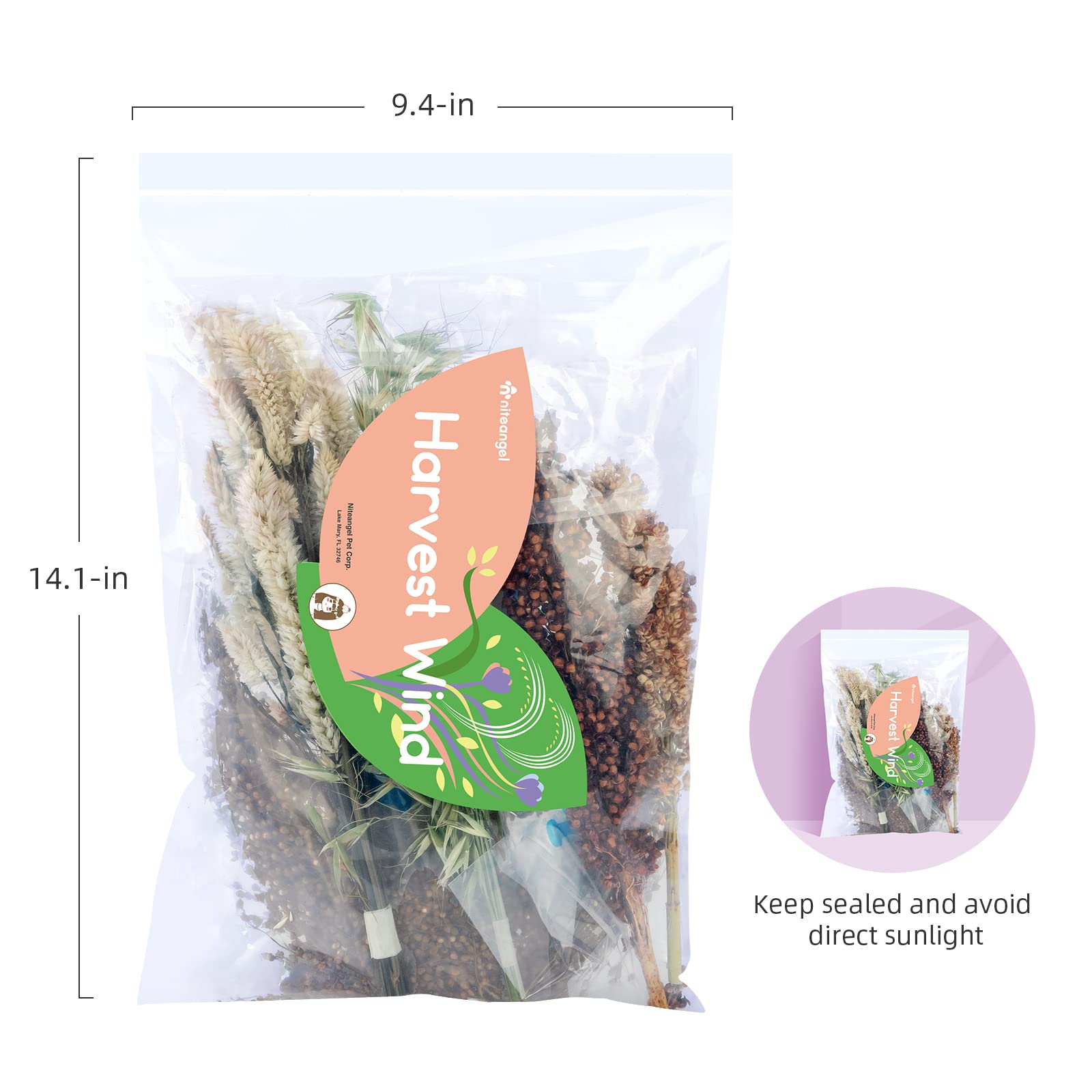 Niteangel hand-picked dried flowers enrich texture and interest for small pets.