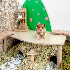 Niteangel platform with dish and bowl supports feeding during playtime.