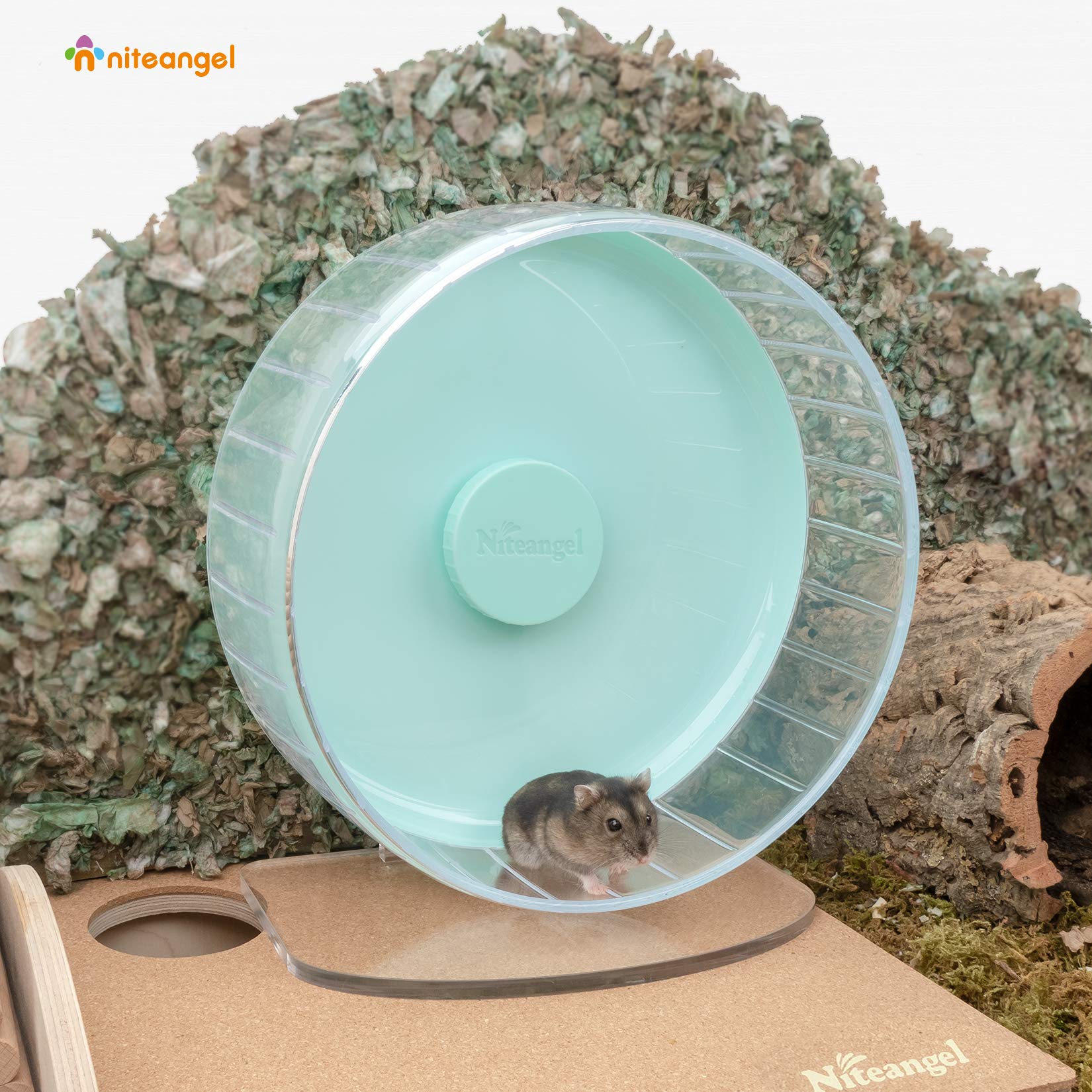 Niteangel PS plastic running drum highlighting durability and chew resistance.