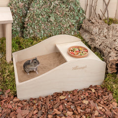 Niteangel sand bath box hideout section for safe resting.