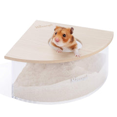 Niteangel sand-bath box triangle corner-fit lets small pets dig comfortably