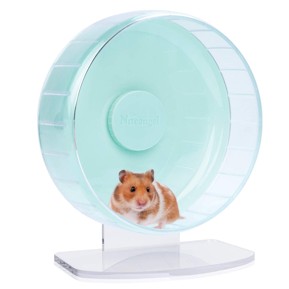Niteangel silent-spinner hamster wheel in mint green designed for quiet nighttime running.