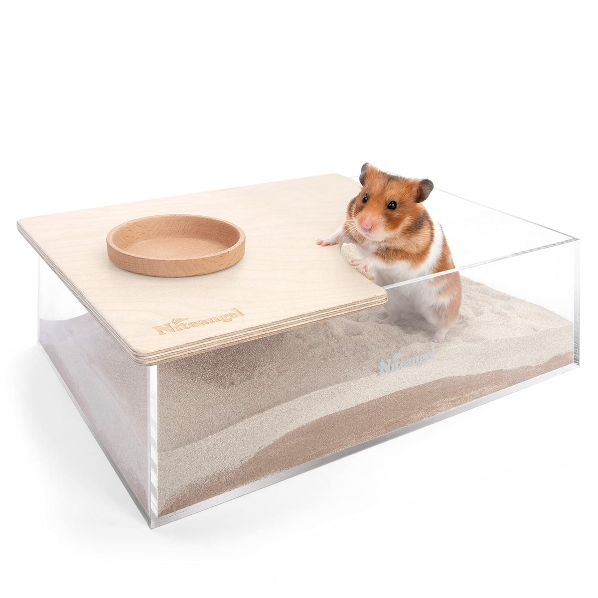 Niteangel rectangle sand bath box for hamsters and other small pets.