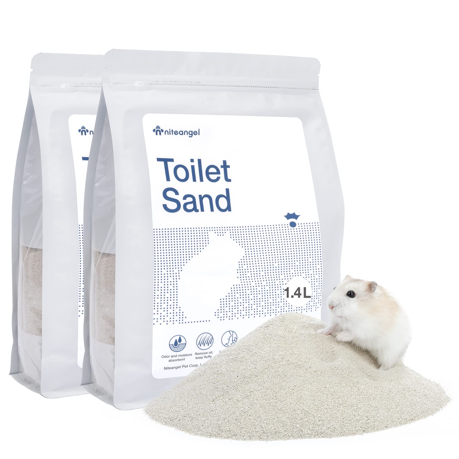 Niteangel Training Litter Potty Sand packaging with blue label, resealable for freshness.