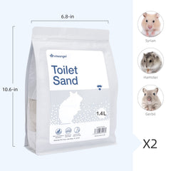 Niteangel Training Litter Potty Sand in use as a hamster sand bath, soft and dust-free.