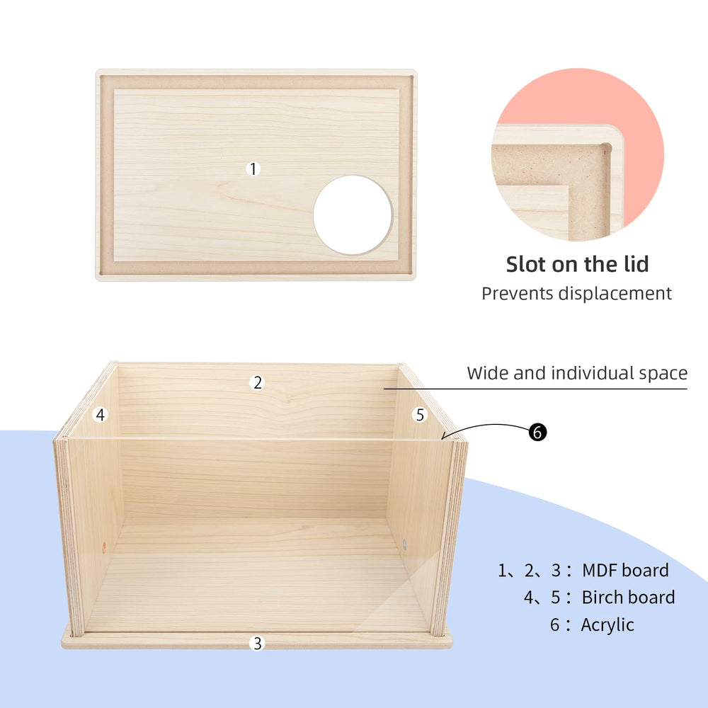 Niteangel Visible Hamster Digging Box lid open for easy bedding refresh