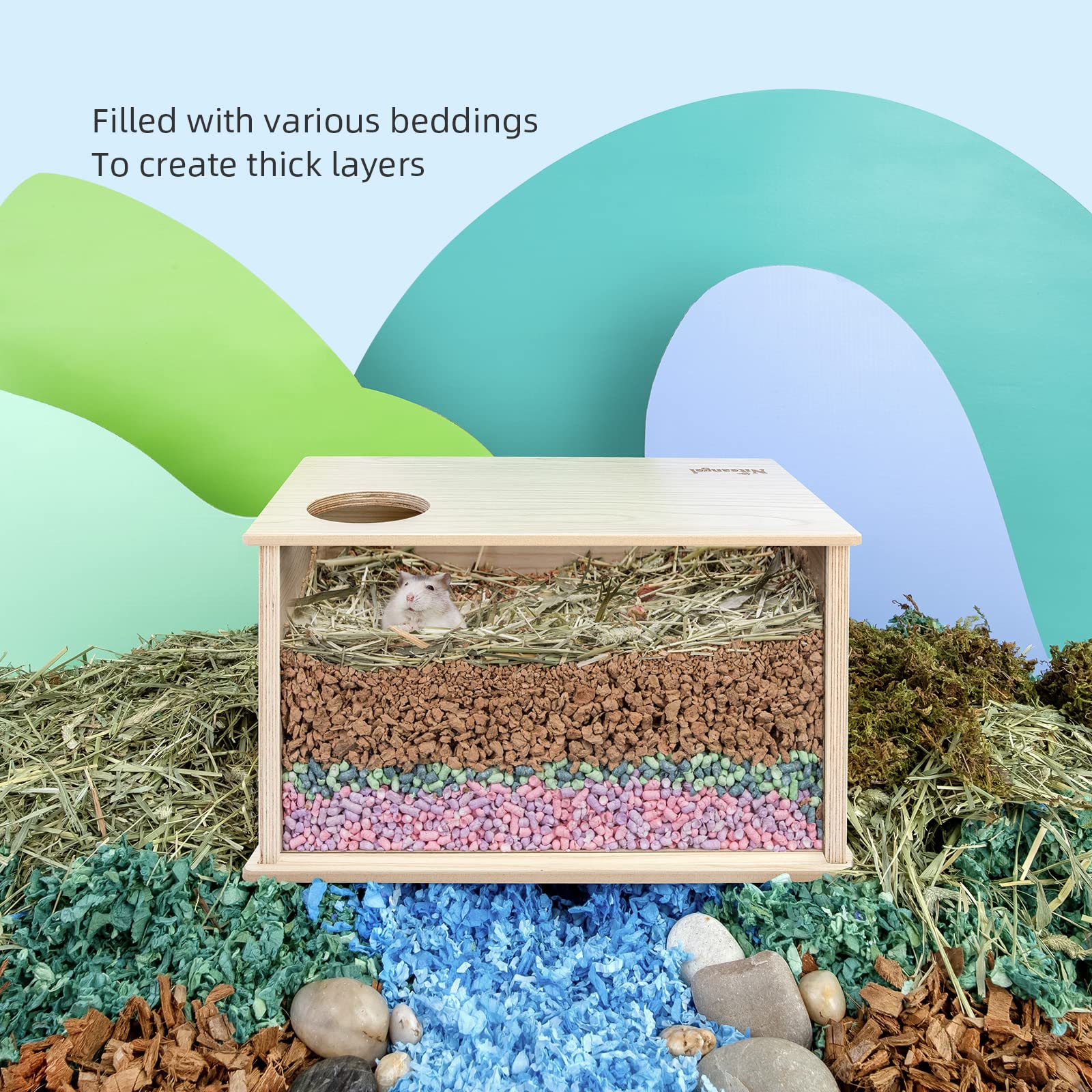 Niteangel Visible Hamster Digging Box for small animals supports enrichment and foraging