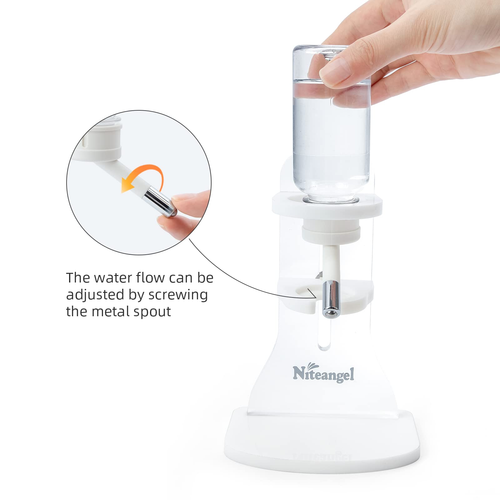 Niteangel water bottle stand uses safe PP and acrylic materials for durability.