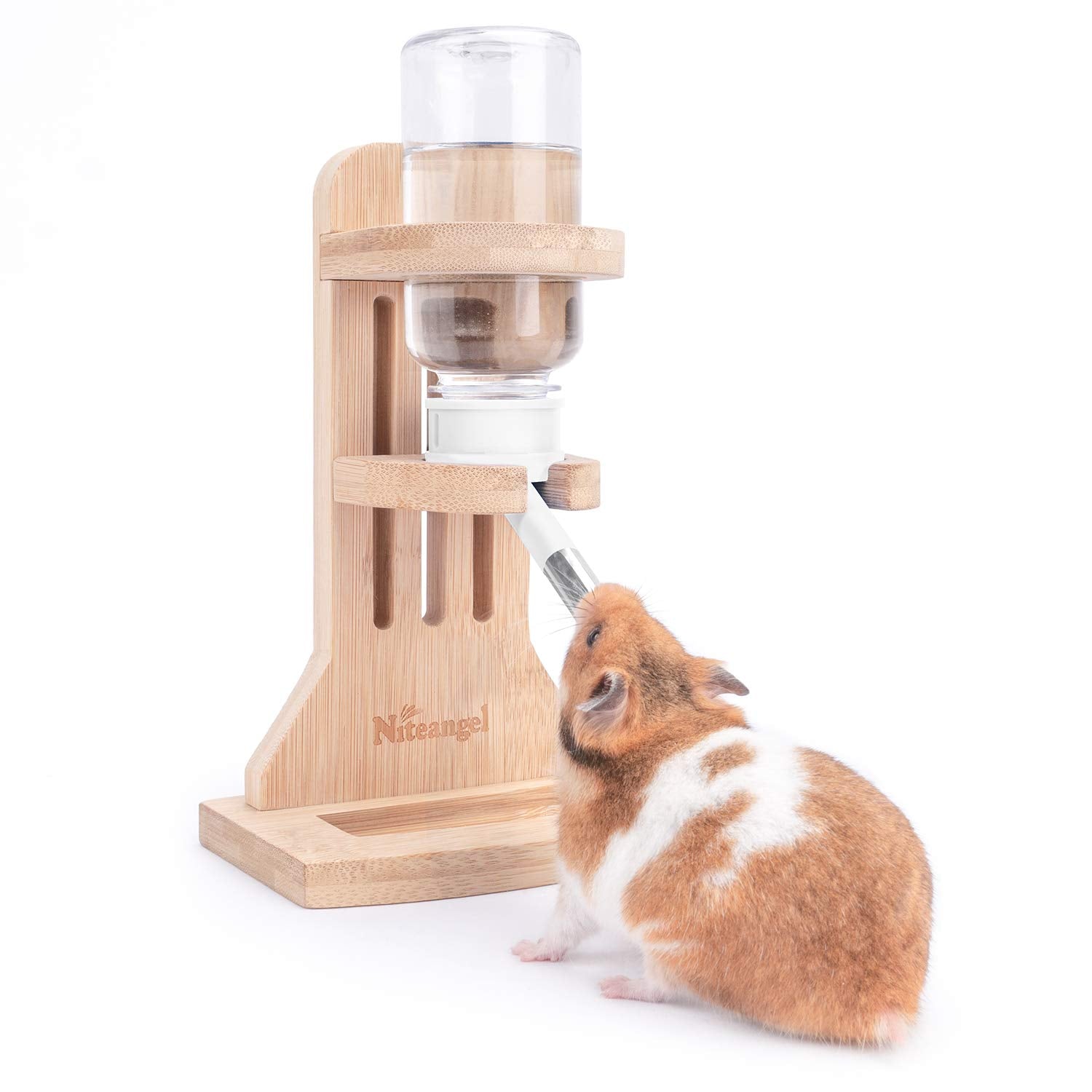 Niteangel water bottle stand for small pets keeps drinking easy and tidy in cages.