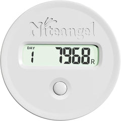 Niteangel wheel pedometer close-up shows compact sensor for daily hamster activity monitoring