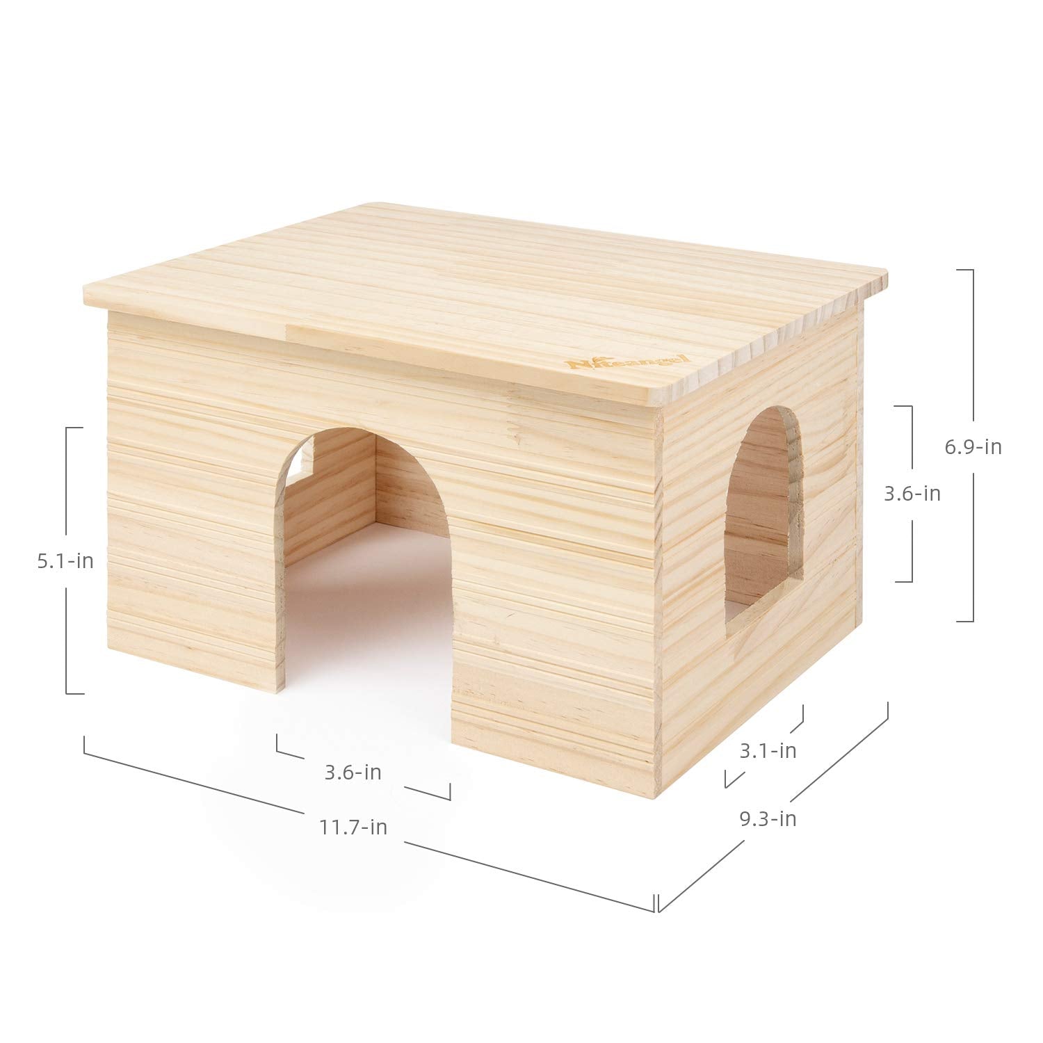 Niteangel Wood House dimensions 11.7 by 9.3 by 6.9 inches.