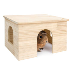 Niteangel Wood House with Window provides a secure hideout for small pets.