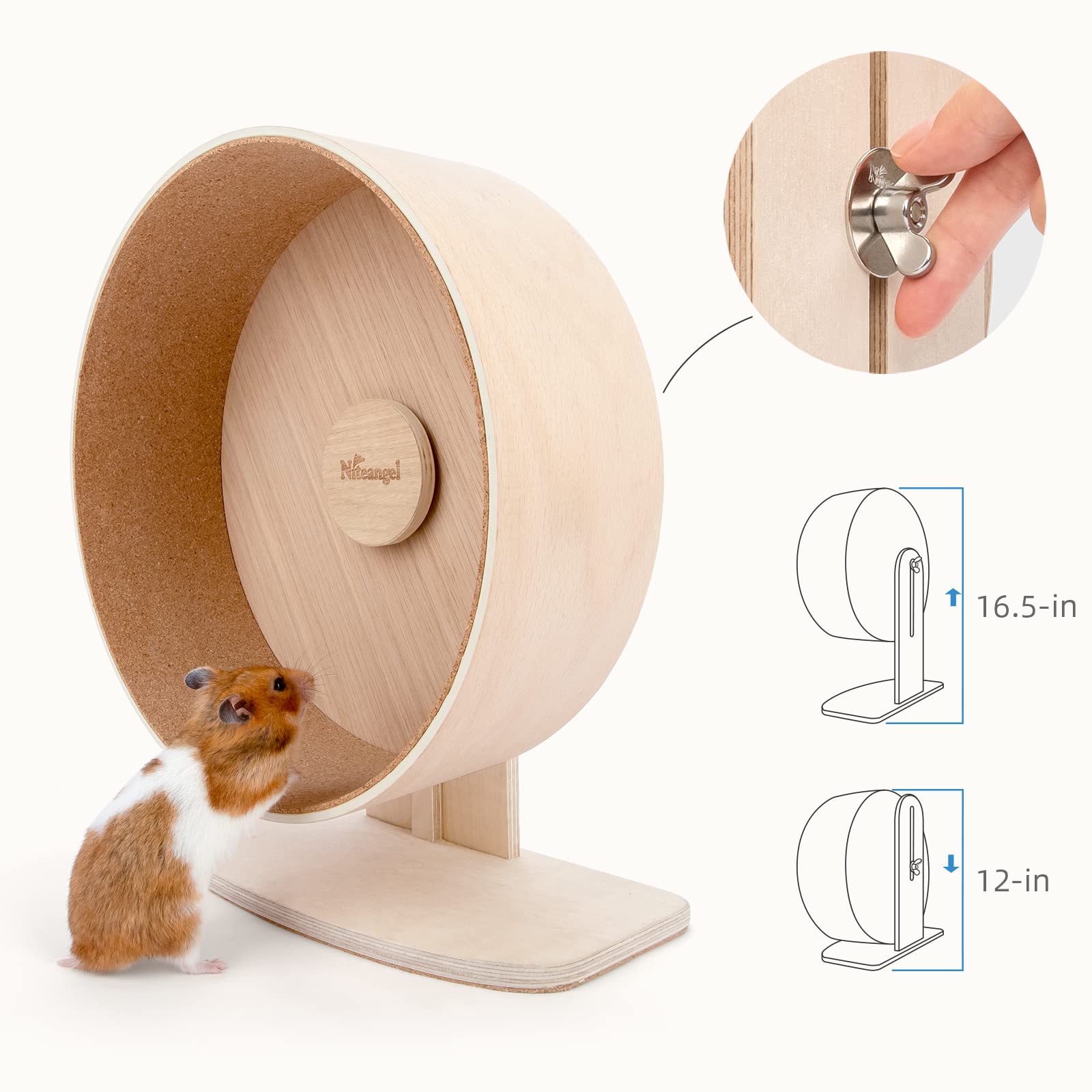 Niteangel non-tipping stand with cork mat keeps the wheel steady.