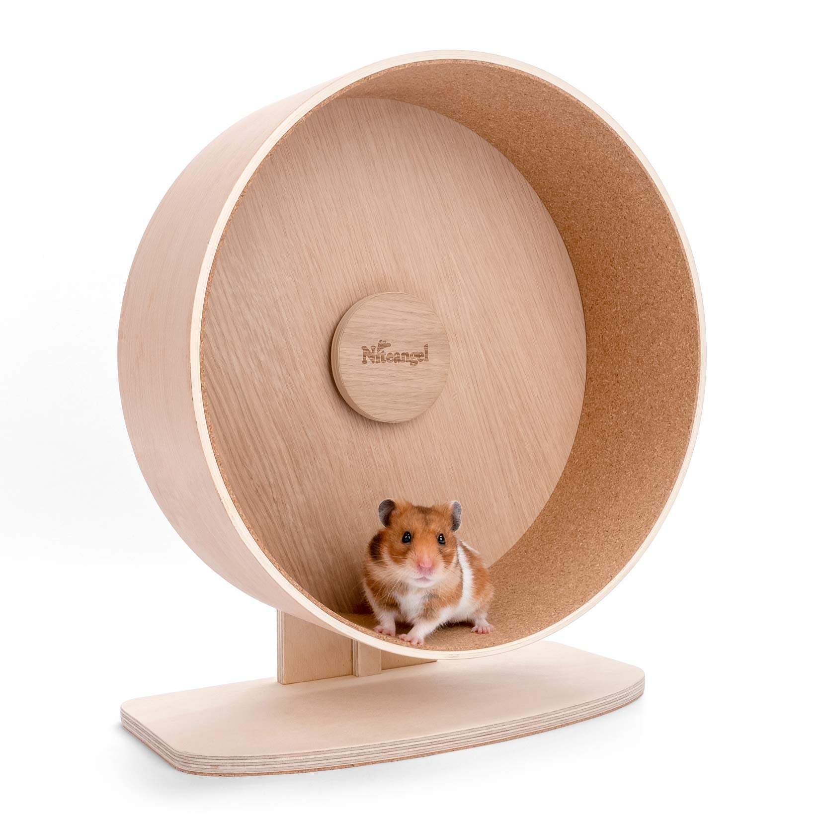 Niteangel wooden hamster wheel drum 11.6 inches for quiet nighttime exercise.