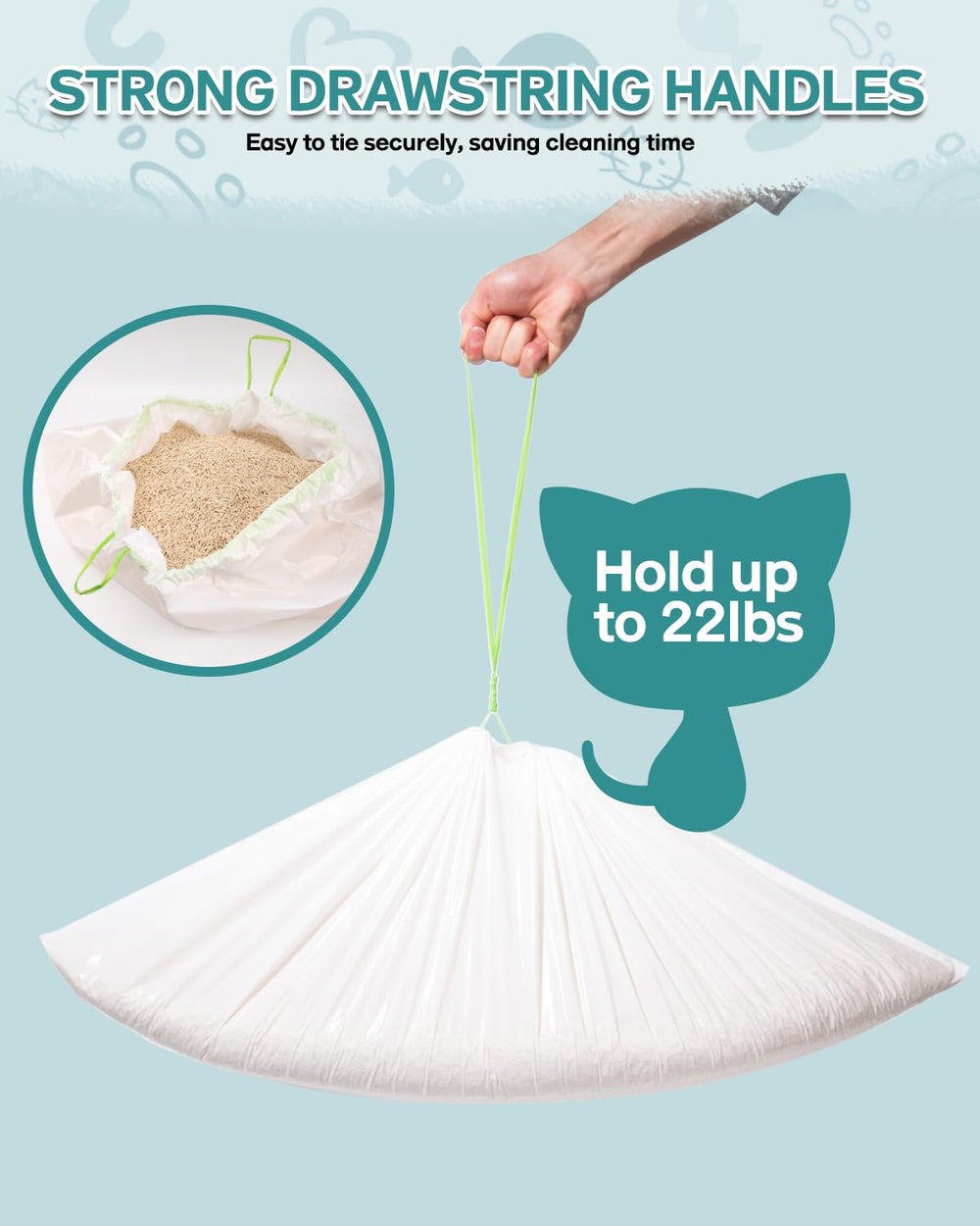 Nitecandy jumbo liners simplify cleanup with a secure tie-and-toss method.