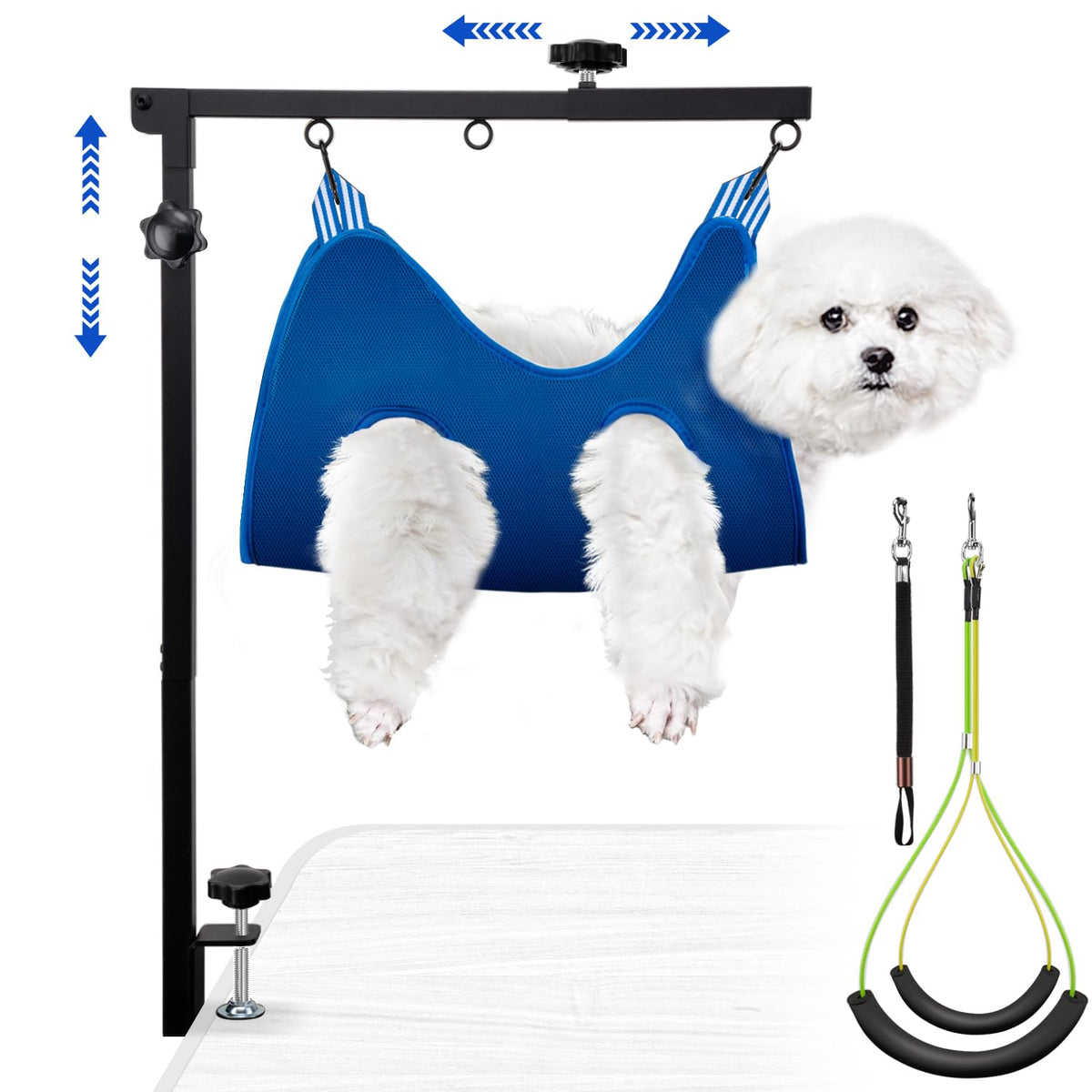 Nitecandy extendable dog grooming arm with hammock for calm grooming sessions