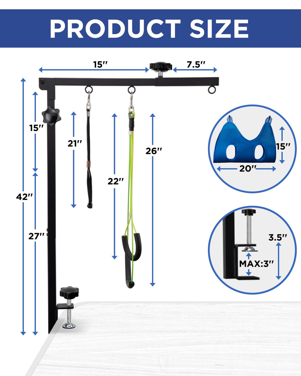 Nitecandy extendable arm shows height and width adjustments for small to medium dogs