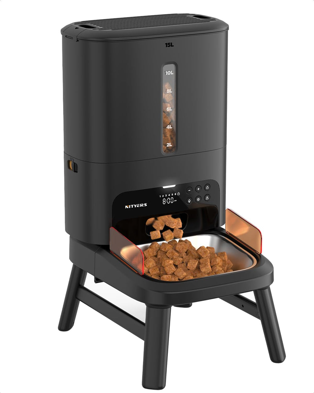 Nityers automatic dog feeder with 15L capacity helps large breeds stay fed while you're away