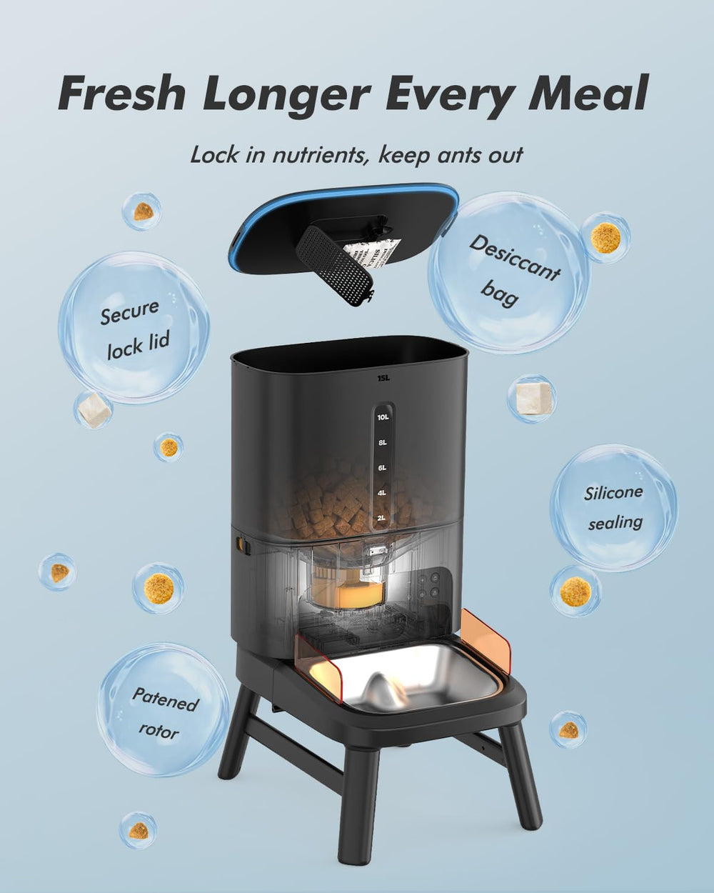 Simple manual feeding button for quick treats on the Nityers feeder