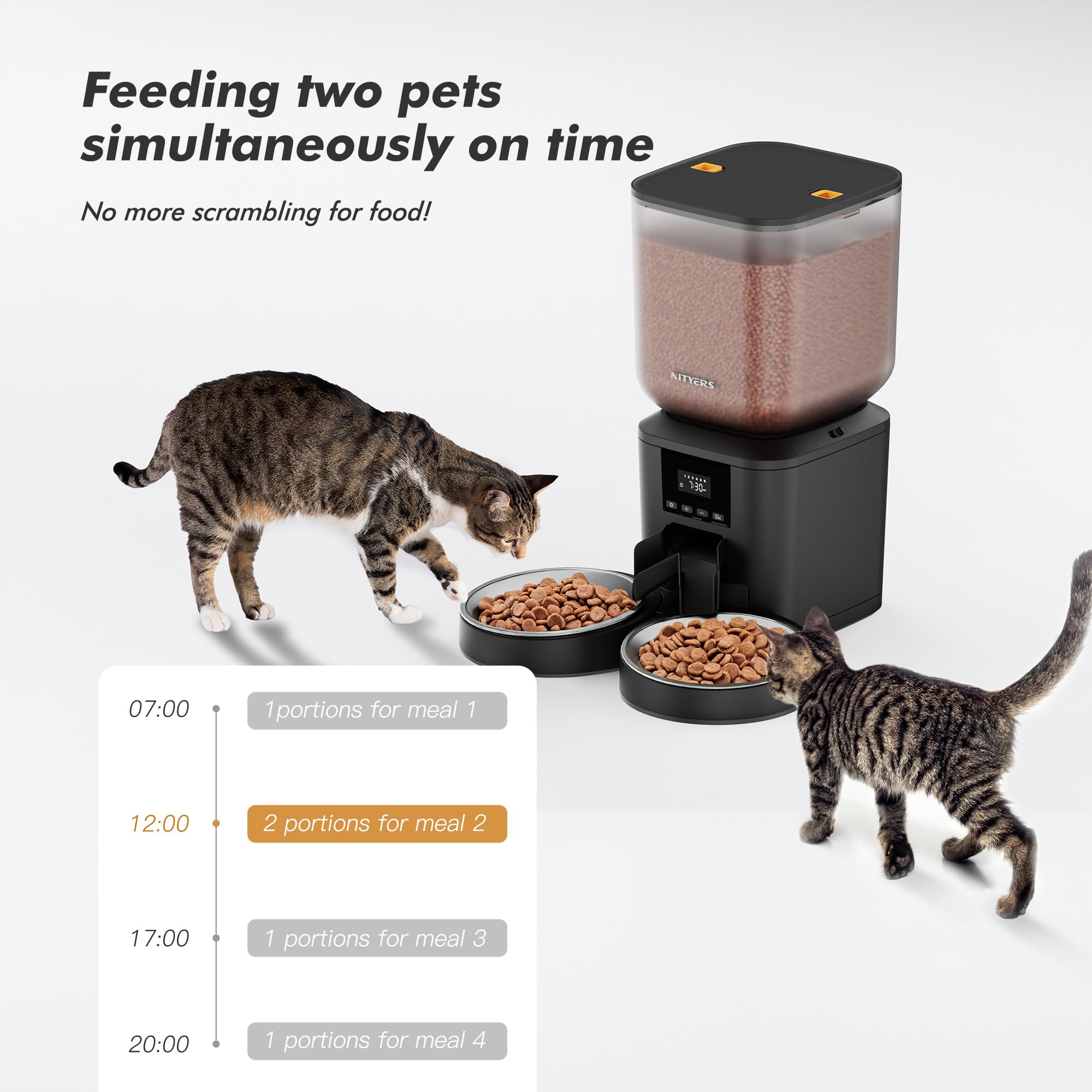 Nityers cat feeder LCD display helps you program portions easily
