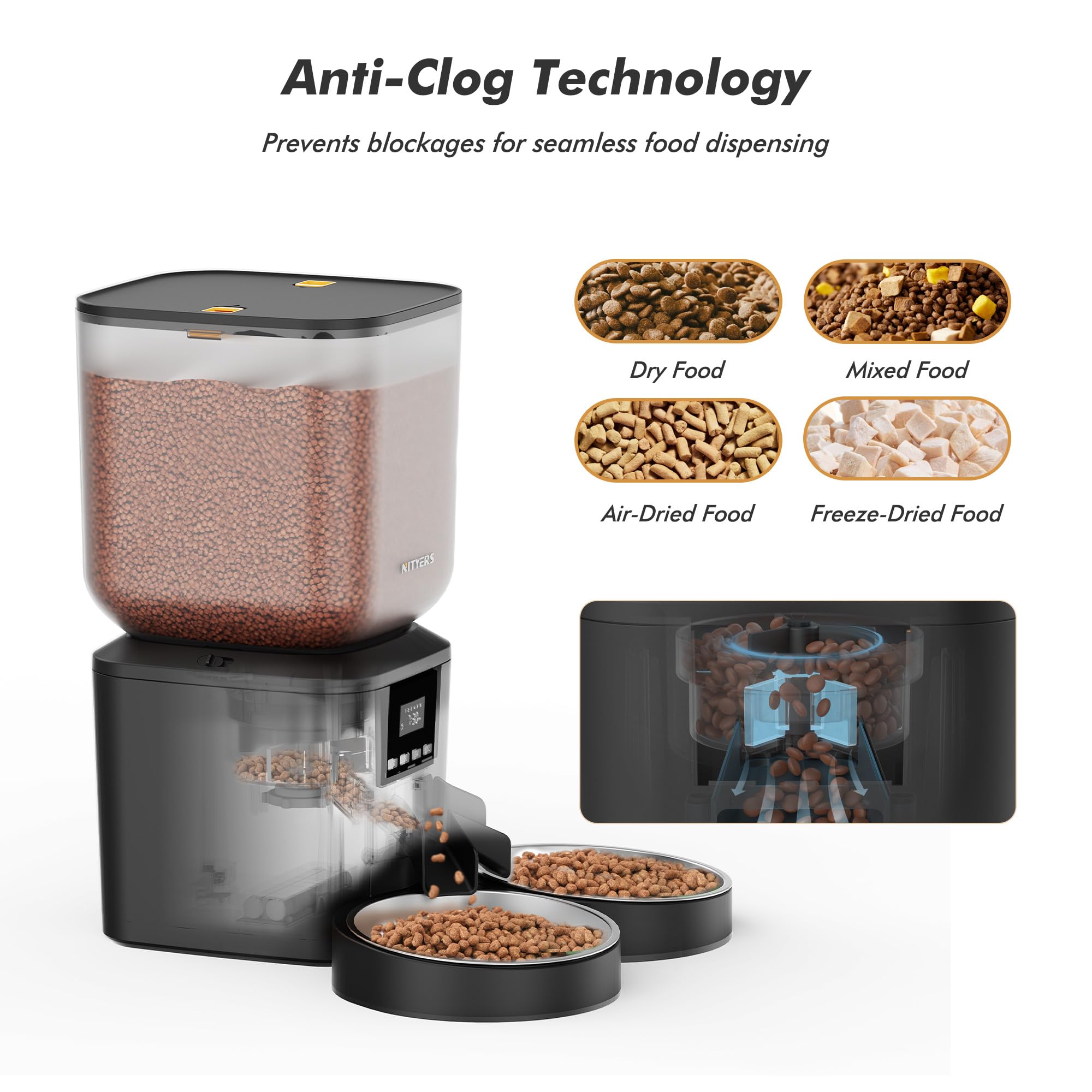 Nityers stainless steel 6.7 inch bowl reduces whisker stress and cleans easily