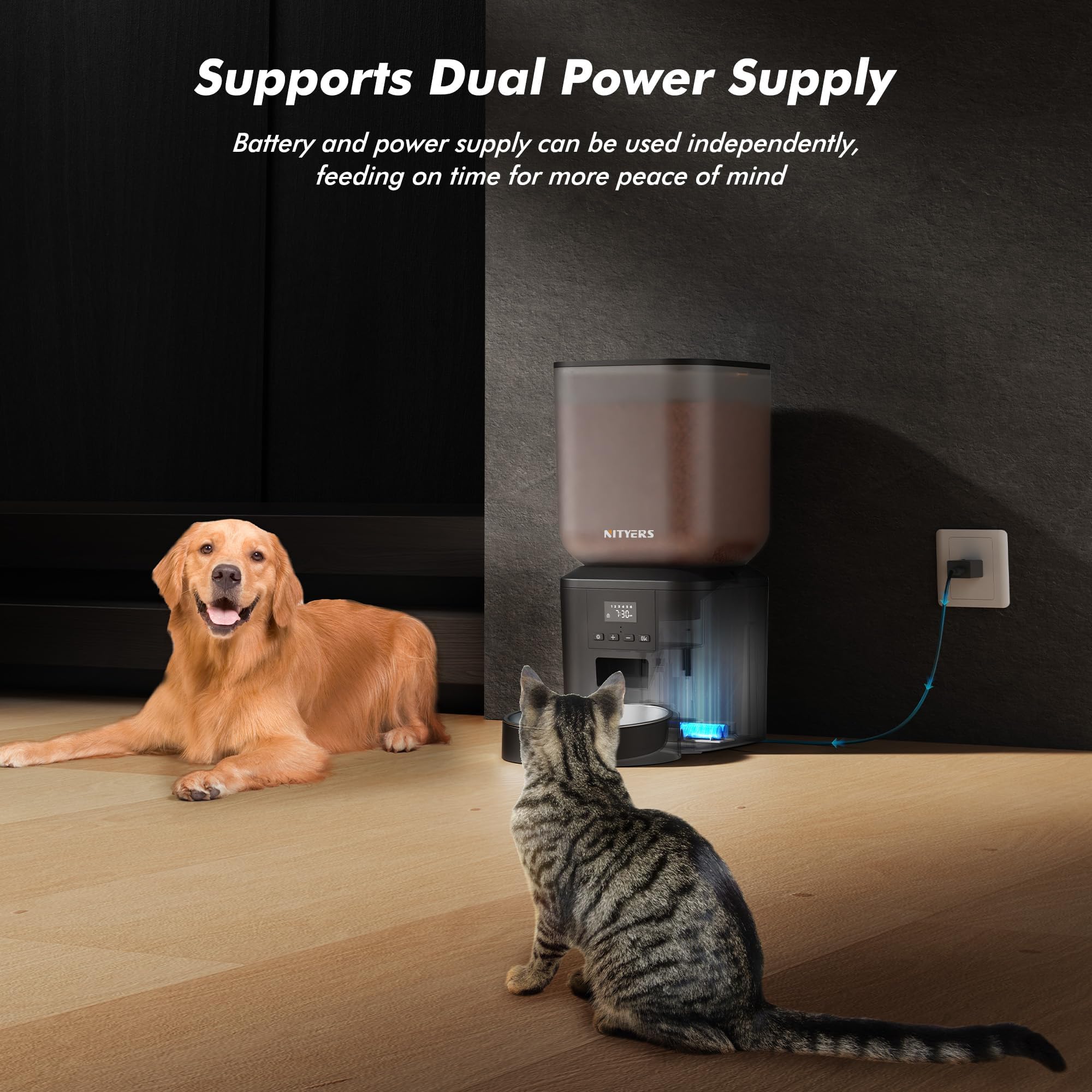 Nityers dual power supply offers backup during outages.