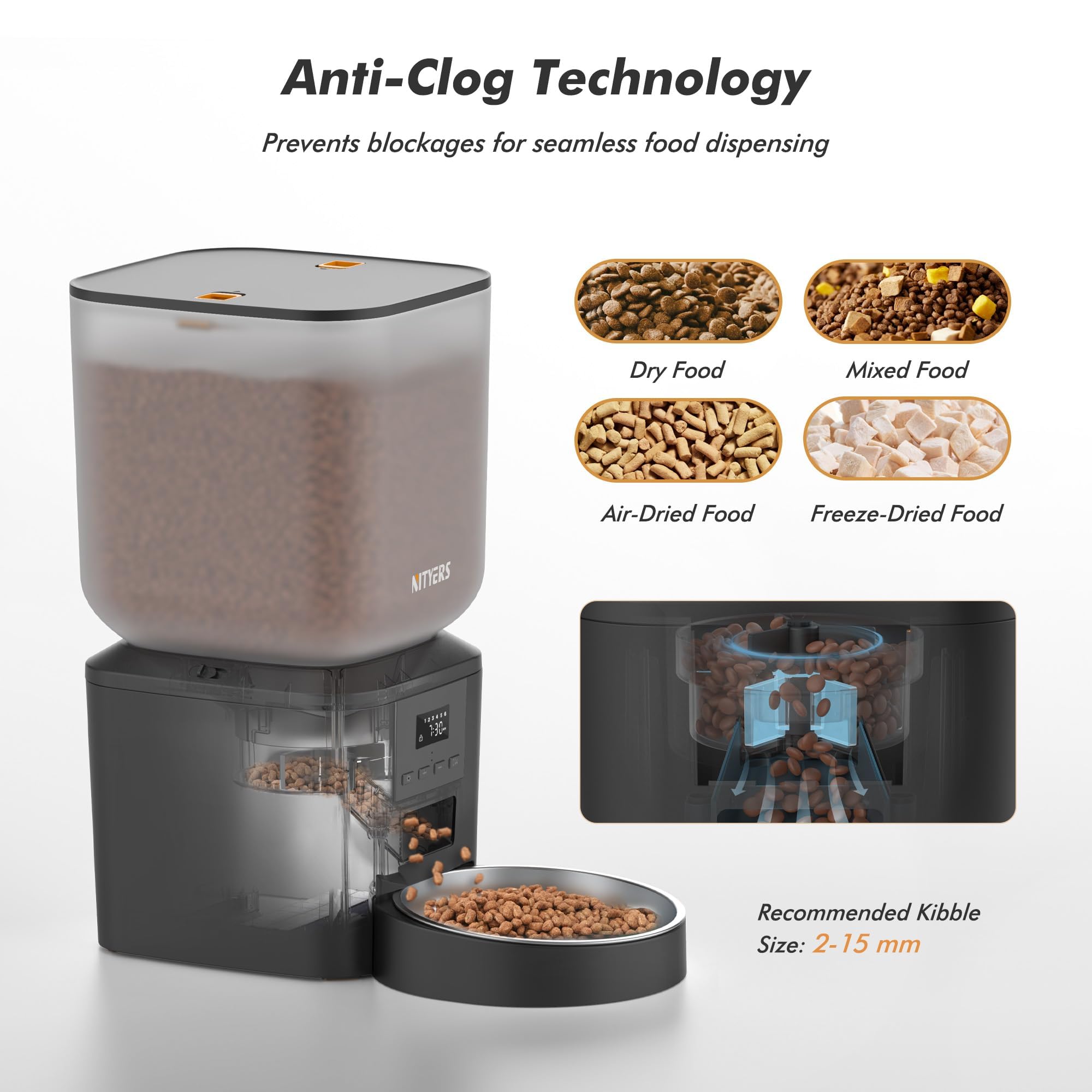 Nityers portion-control feature enables precise feeding for balanced routines.