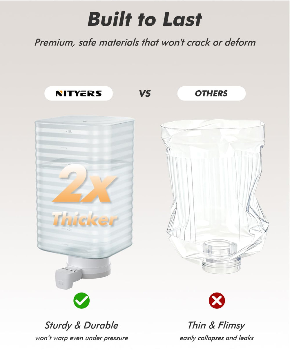 Nityers transparent reservoir with measurement marks for easy monitoring.