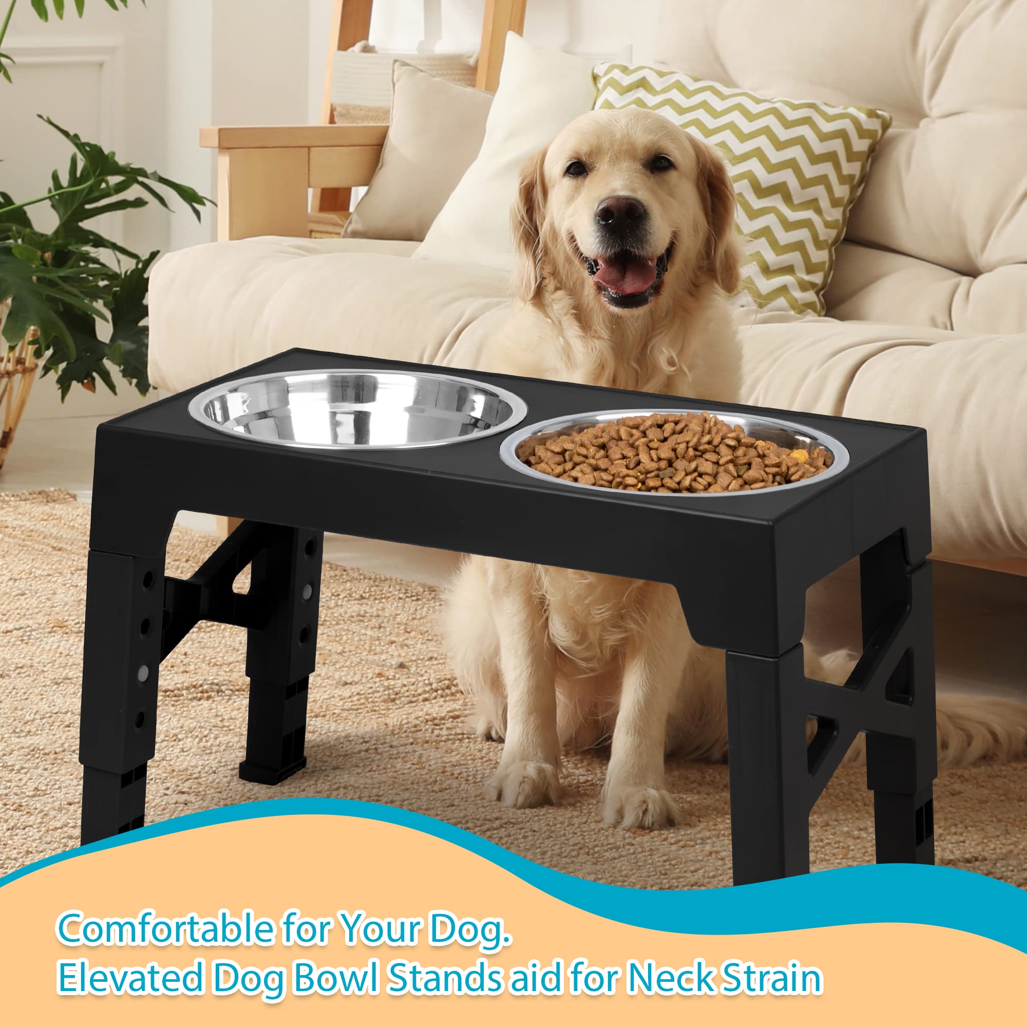 Niubya adjustable height dog feeder adapts to small, medium, and large dogs