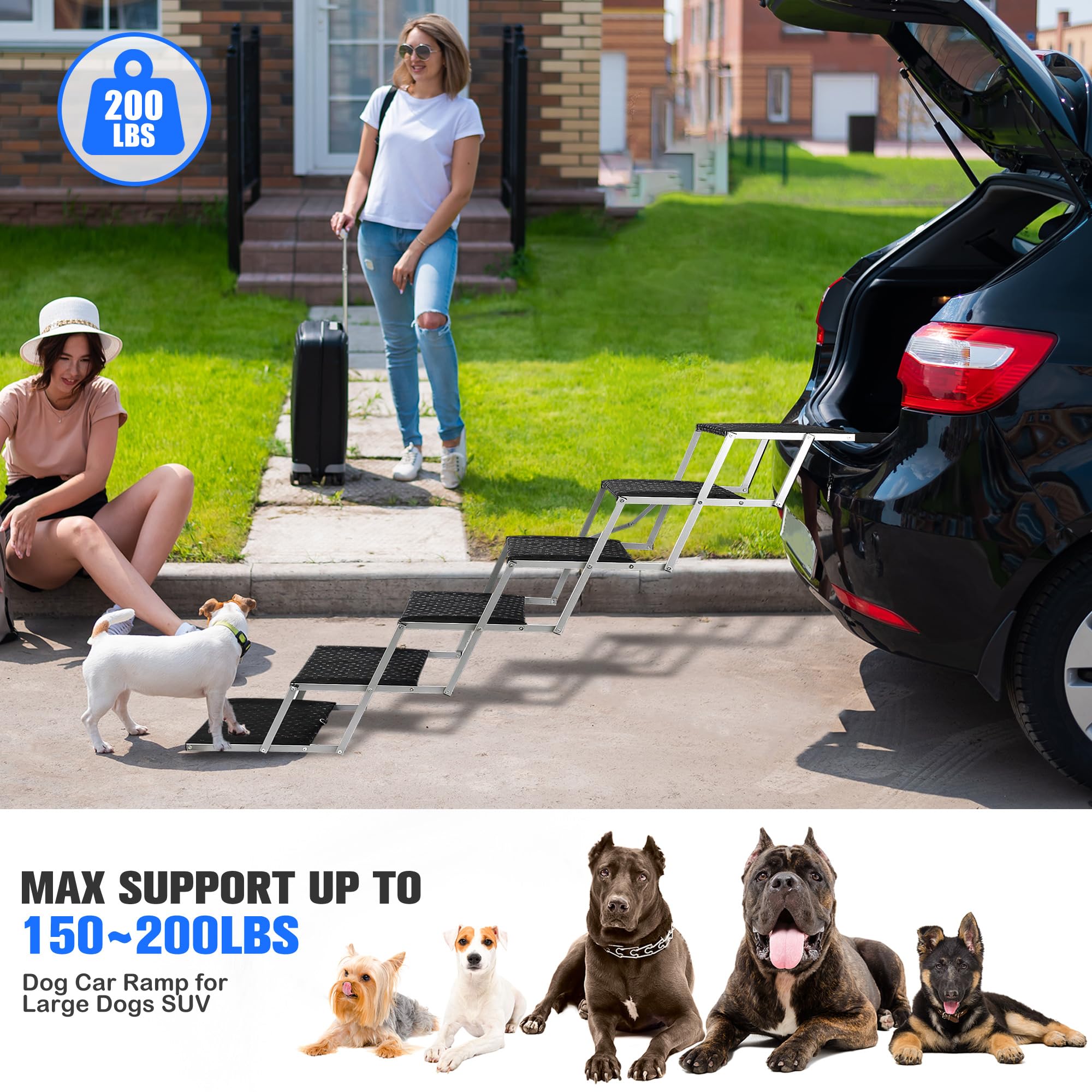 Niubya ramp supports up to 200 lb for larger dogs.