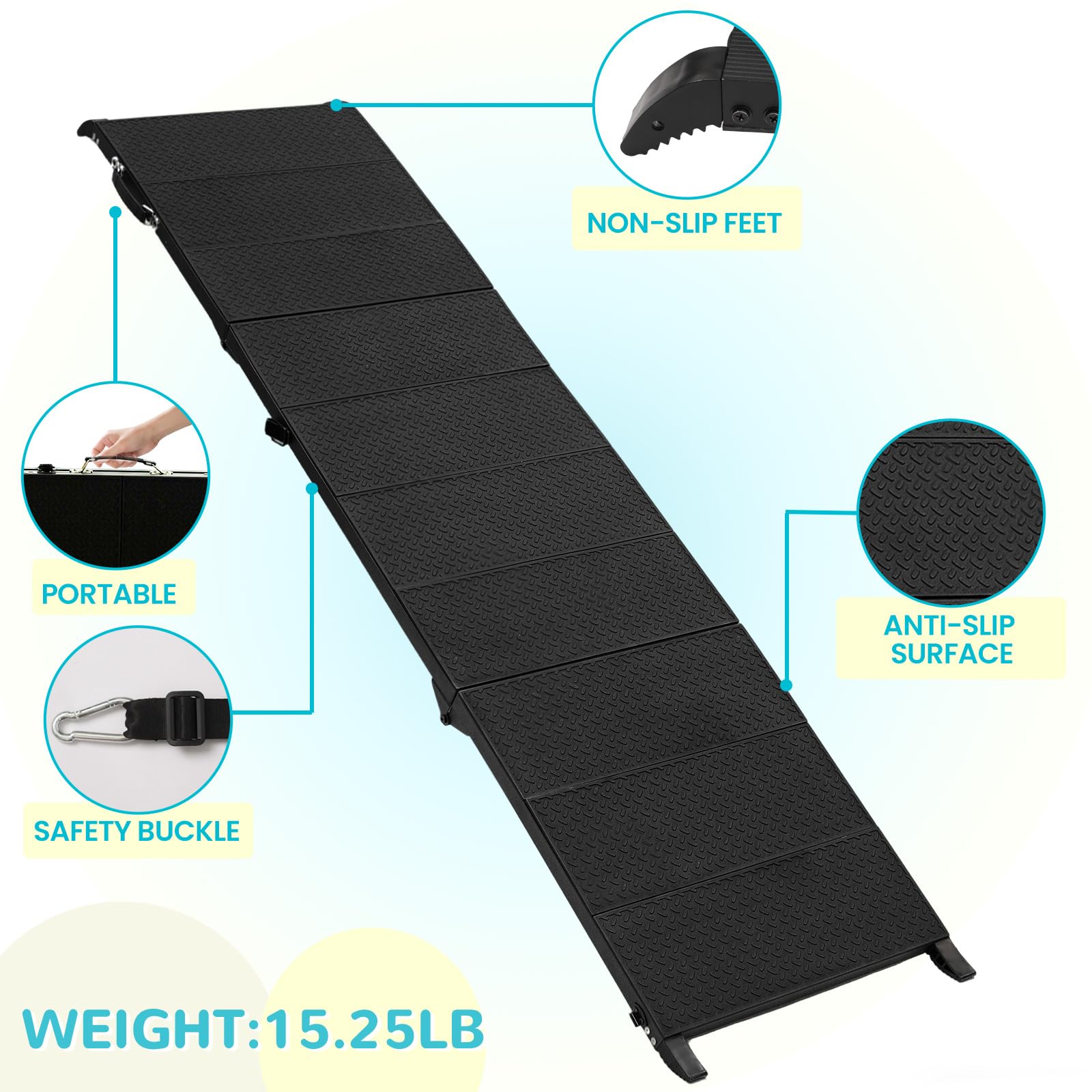Niubya ramp folded compactly for space-saving storage.