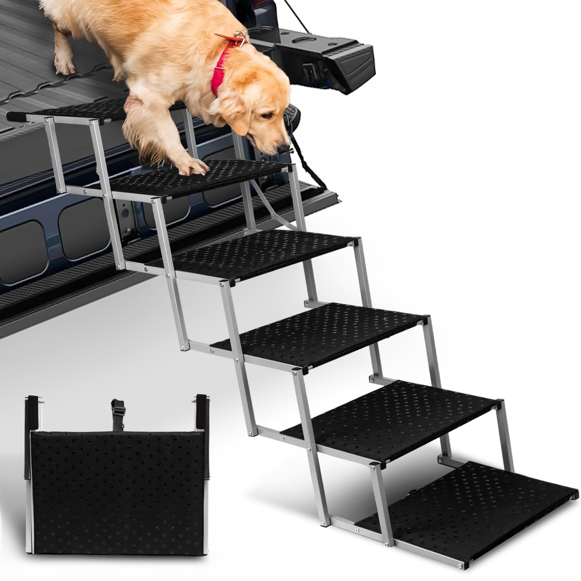 Niubya dog ramp on car shows stable loading and ease of use.