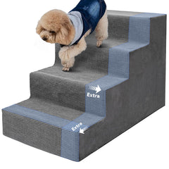 Niubya dog stairs 4-steps 18-inch height providing stable access to beds for small dogs