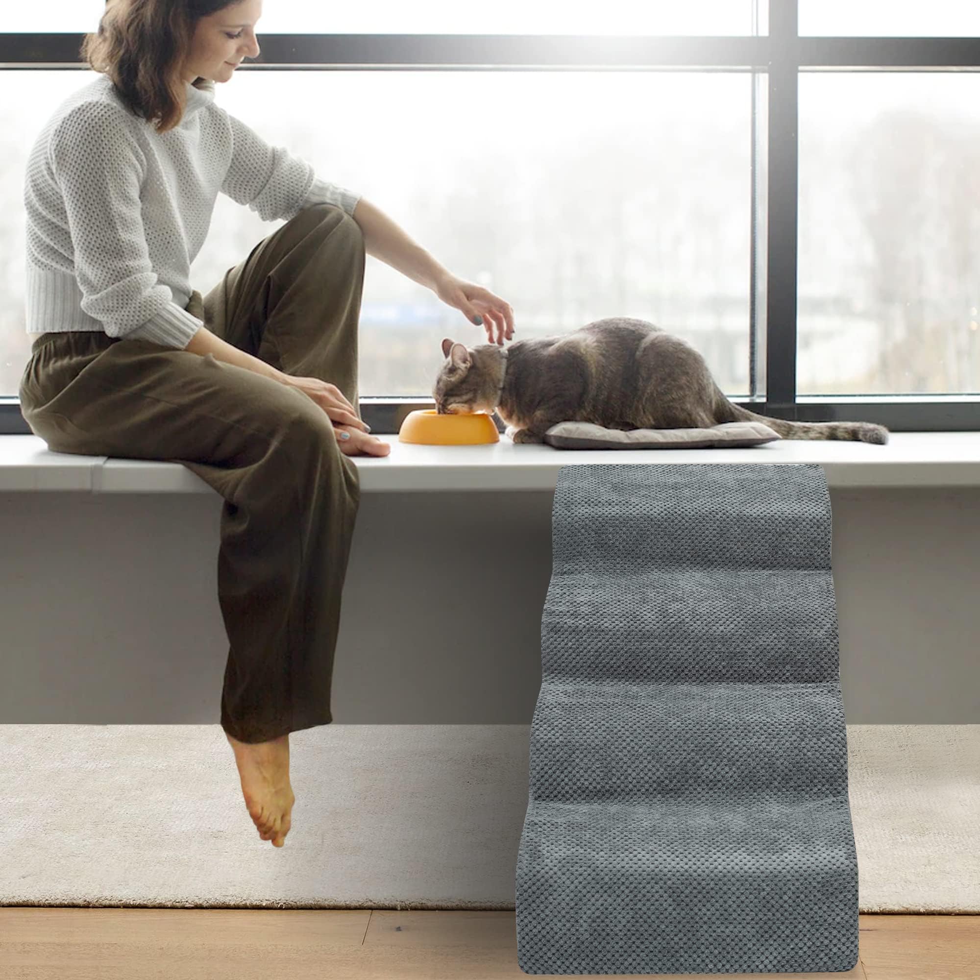 Niubya dog stairs easy-assembly and machine-washable cover
