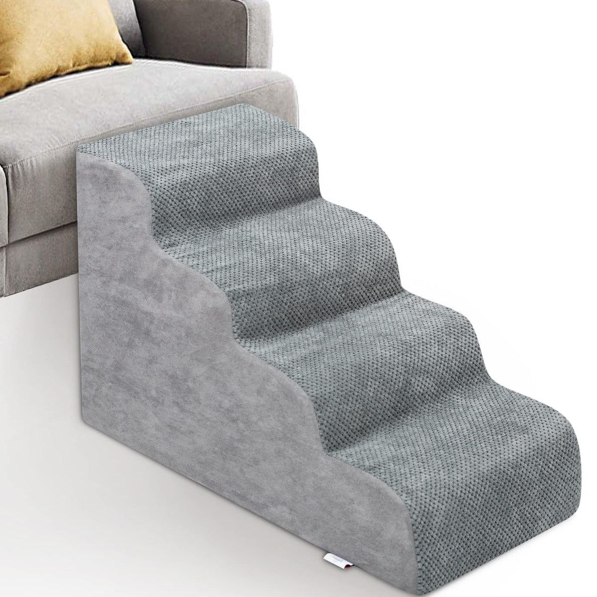 Niubya dog stairs four steps grey side view for easy access