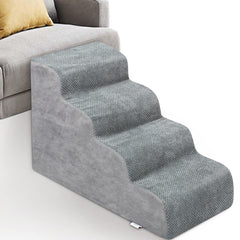 Niubya dog stairs four steps grey side view for easy access
