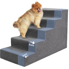 Niubya dog stairs grey 5-steps for easy access to high beds